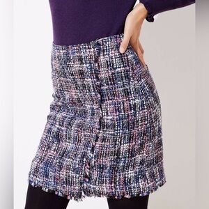 LOFT Tweed Knit Wrap Mini Skirt Pink Blue White Black High Rise Size 4 NWT